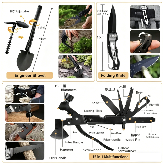 Outdoor Adventure Camping Equipment Supplies Survival Tool Set Emergency Kit New