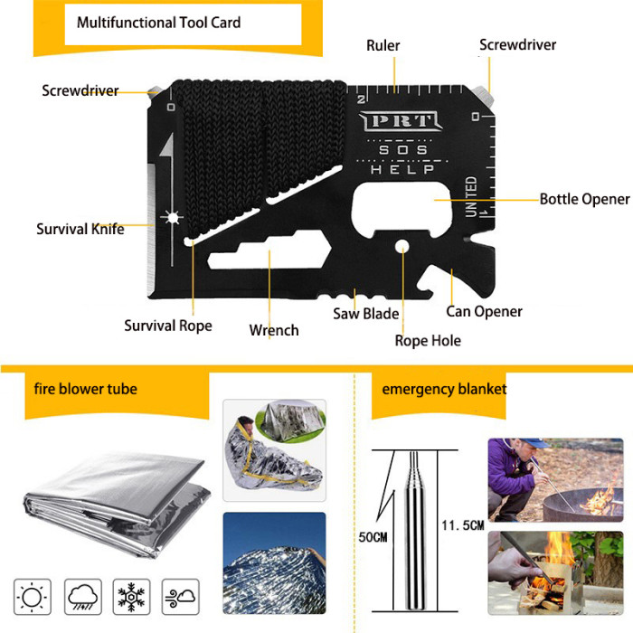 Outdoor Multi-Functional Survival Tools Camping Survival First Aid Emergency New