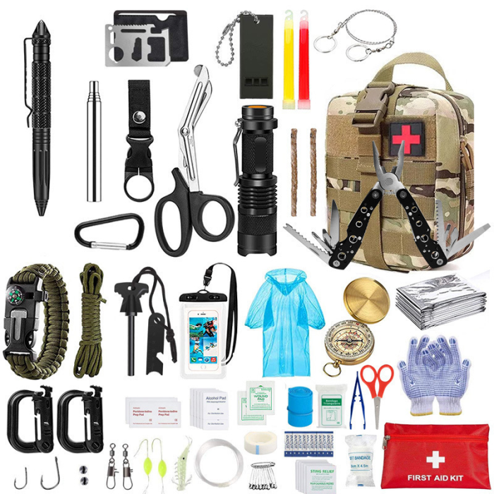 Outdoor Camping Survival Tool Set Field Survival First Aid Kits Supplies New