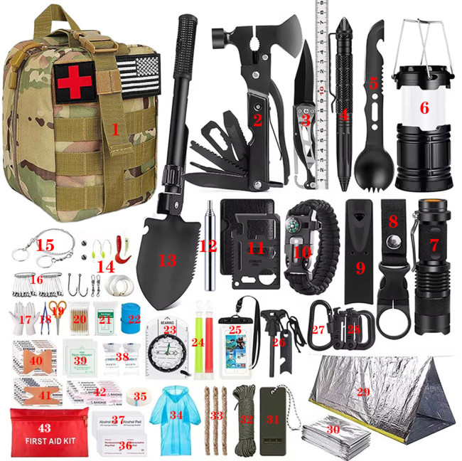 Outdoor Adventure Camping Equipment Supplies Survival Tool Set Emergency Kit New