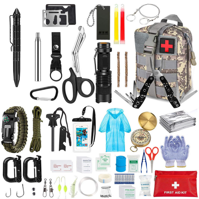 Outdoor Camping Survival Tool Set Field Survival First Aid Kits Supplies New