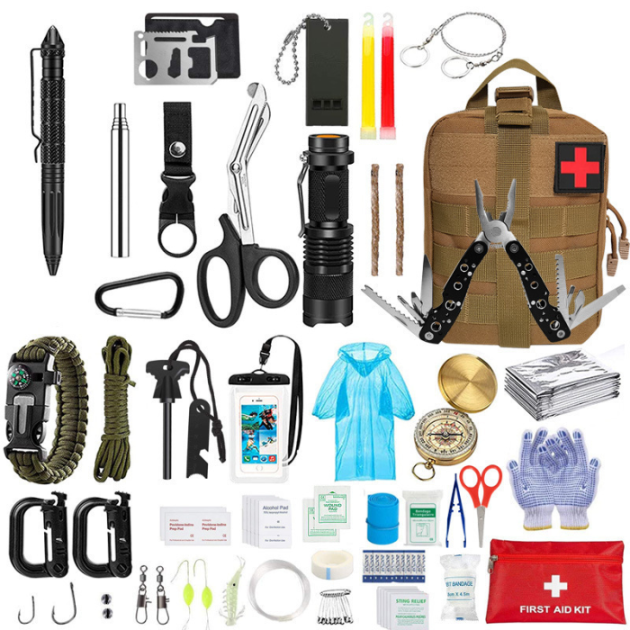 Outdoor Camping Survival Tool Set Field Survival First Aid Kits Supplies New