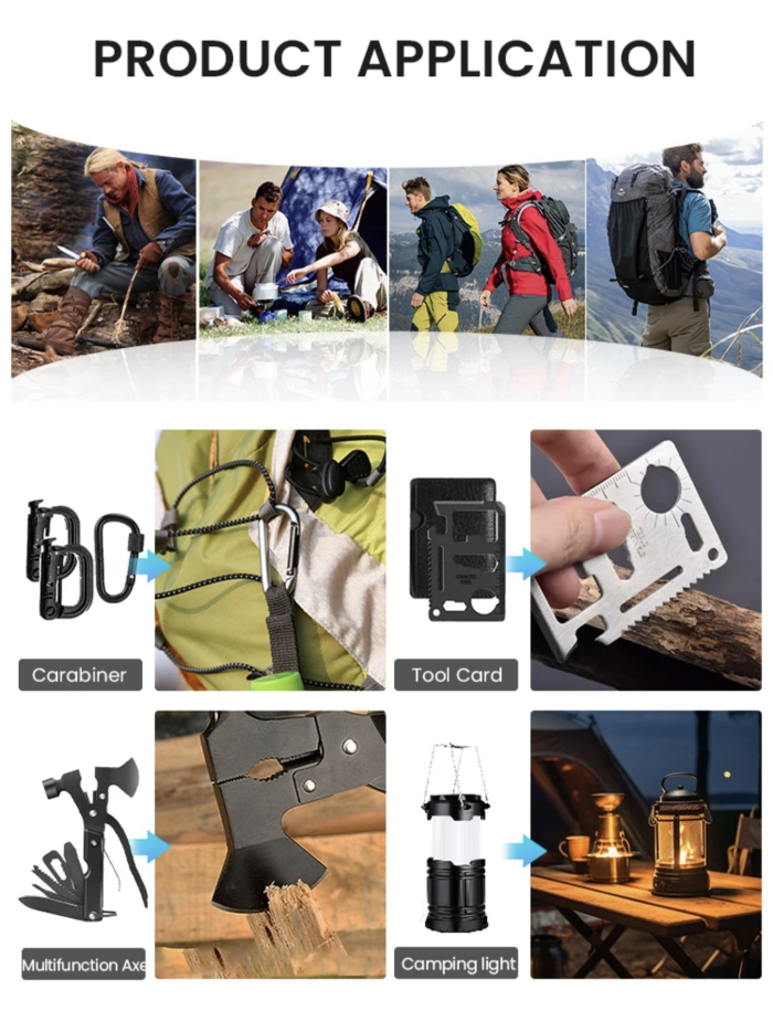 Outdoor Adventure Camping Supplies Survival Tool Camping Set  Emergency Kit New