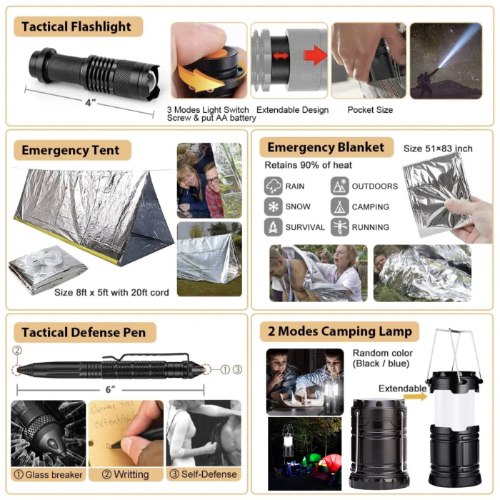 Outdoor Adventure Camping Supplies Survival Tool Camping Set  Emergency Kit New