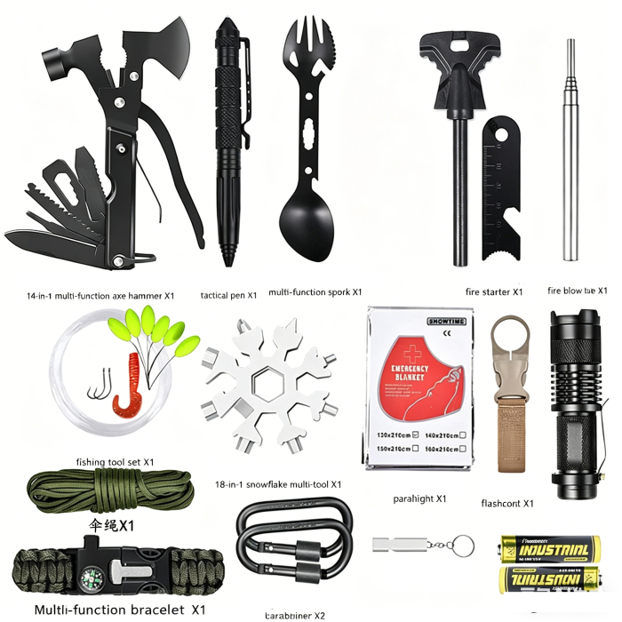 Camping Outdoor Survival Tool Set Emergency Rescue Adventure Mountaineering New
