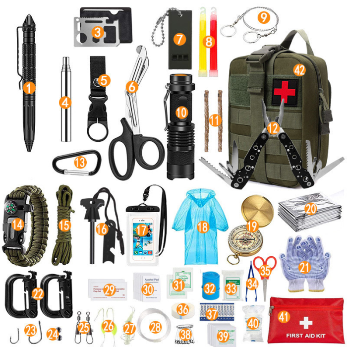Outdoor Camping Survival Tool Set Field Survival First Aid Kits Supplies New
