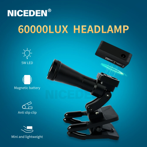 Niceden Dental Wireless Headlight 5W LED Head Light Clip-On Headlamp with Magnetic Suction for Dental Magnifiers High Bright