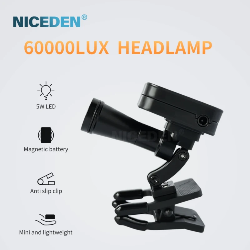 Dental 5W Wireless Portable Headlamp LED Light Magnetic Headlight 60,000lux New