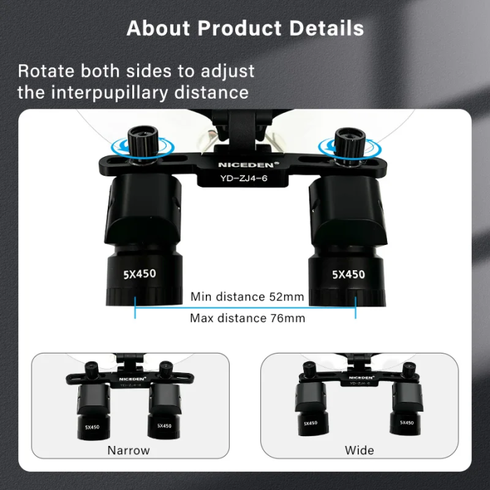 5x loupes Dental binocular magnifying glass 5w LED Laboratory Medicine binocular magnifying lens light Dental surgical equipment