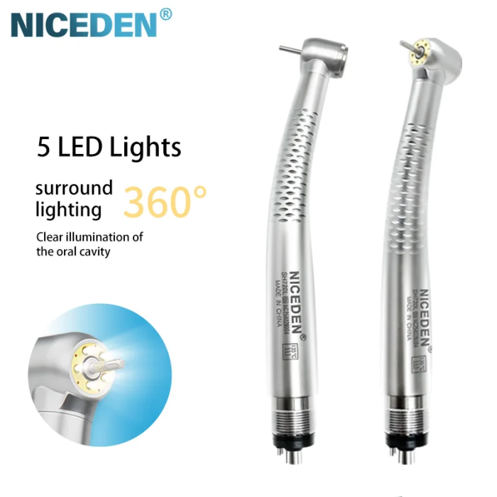 5 LED Dental High Speed Handpiece with 5 Water Sprays Push Button Air Turbine B2 M4 And Shadowless Lamp for Dental Procedures