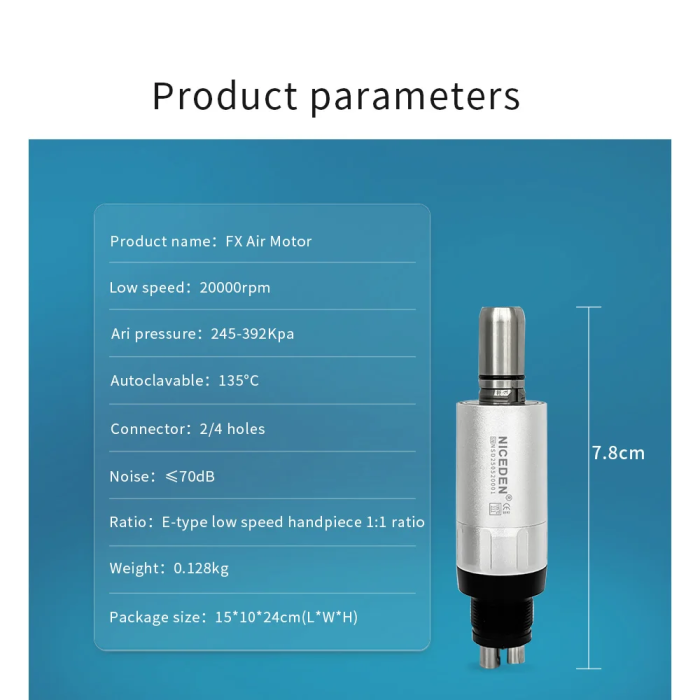 FX Dental Low Speed Handpiece Straight Handpiece 1:1 Contra Angle Air Motor 2/4 Hole External Cooling System