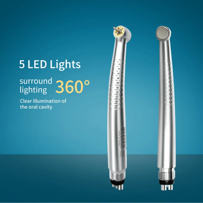 5 LED Dental High Speed Handpiece with 5 Water Sprays Push Button Air Turbine B2 M4 And Shadowless Lamp for Dental Procedures