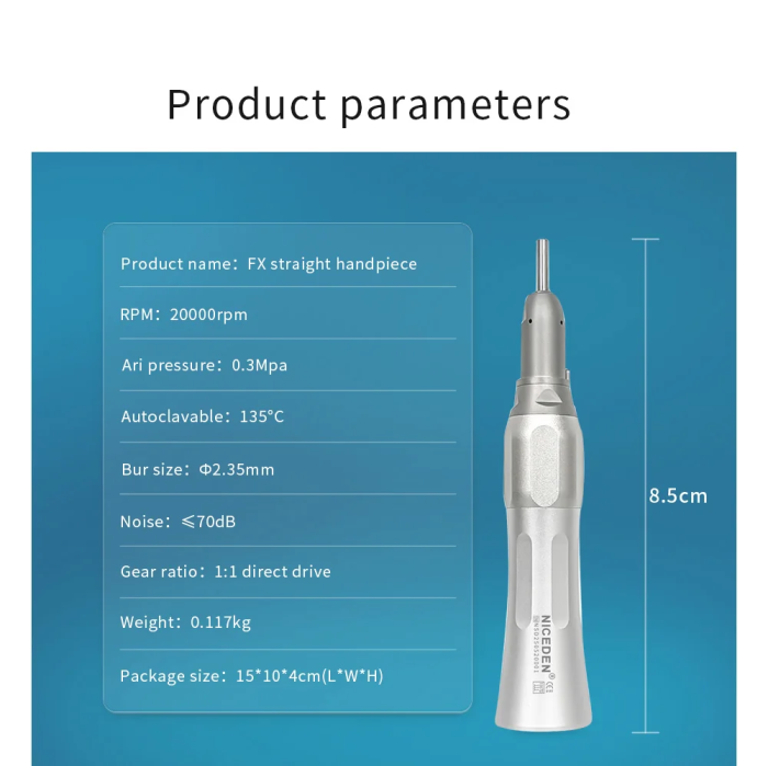 FX Dental Low Speed Handpiece Straight Handpiece 1:1 Contra Angle Air Motor 2/4 Hole External Cooling System