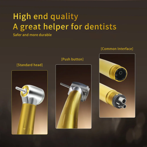 Niceden Dental Gold High Speed Handpiece All-in-One Head Drop Resistant Stainless-steel unibody Single Water Spray Air Turbine