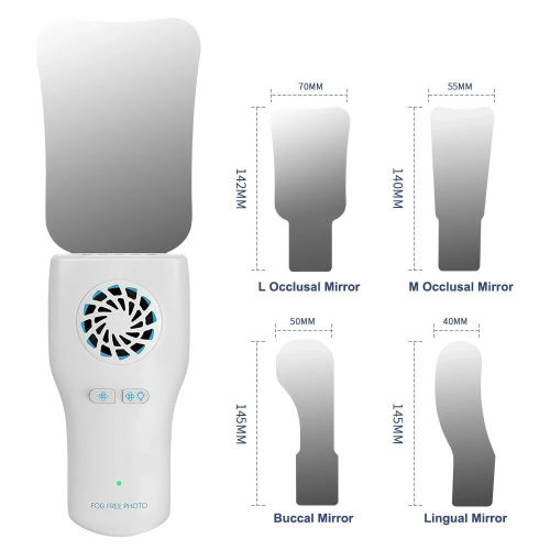 Dental Automatic Anti-Fog Mirrors Fog Free Intraoral Photography Stainless Steel Mirror with LED Light Orthodontic Reflectors
