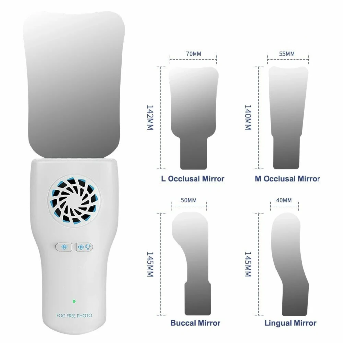 Dental Automatic Anti-Fog Mirrors Fog Free Intraoral Photography Stainless Steel Mirror with LED Light Orthodontic Reflectors
