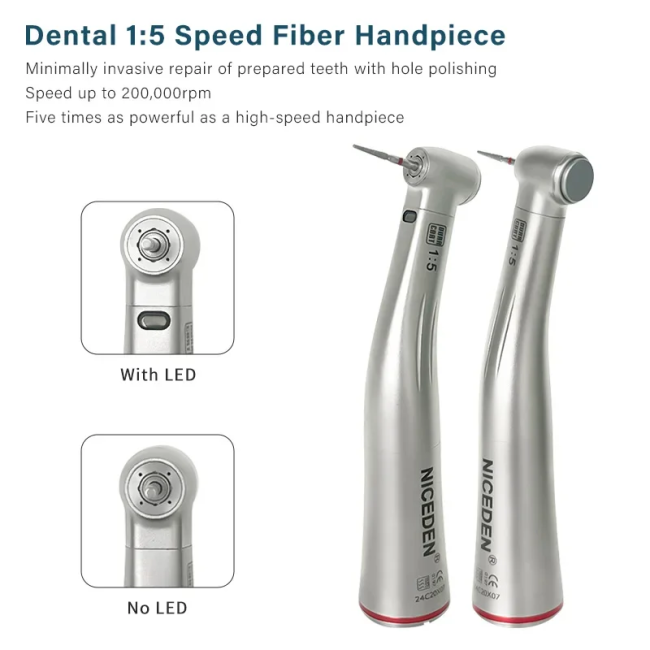 Dental 1:5 Booster handpiece water jet Implant Preparation Anti corner LED Fibre Optic Dental Equipment NICEDEN
