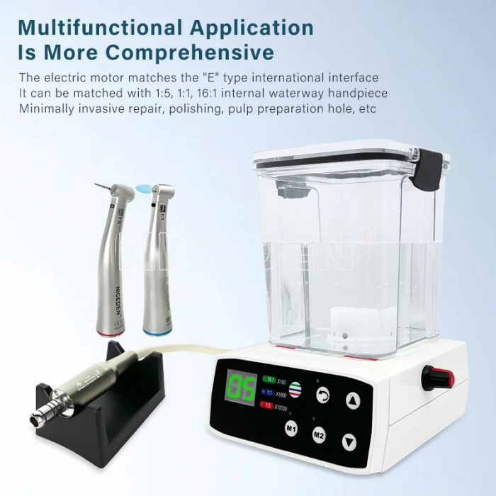 Dental Multifunctional Electric Micromotor with Water Tank Fiber Optic Handle Internal Water Spray Electric Motor Tools 2/4 Hole