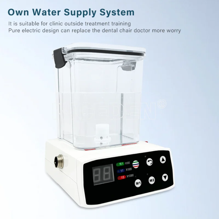 Dental Multifunctional Electric Micromotor with Water Tank Fiber Optic Handle Internal Water Spray Electric Motor Tools 2/4 Hole