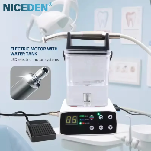 Dental Multifunctional Electric Micromotor with Water Tank Fiber Optic Handle Internal Water Spray Electric Motor Tools 2/4 Hole