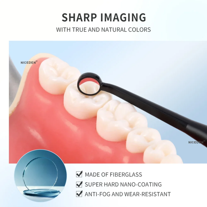 Niceden Dental Micro Anti-fog Mouth Mirror Reflector with Detachable Handle Autoclavable Odontoscope Multifunction Checking Tool