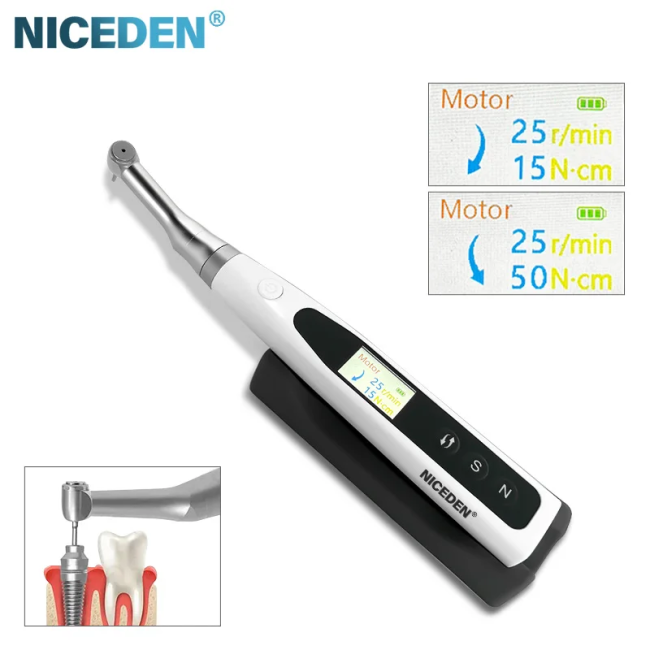 NICEDEN Dental Electric Torque Wrench Implant Universal Screwdriver Wireless Driver Dentistry Repair Tools with 16Pcs Screws