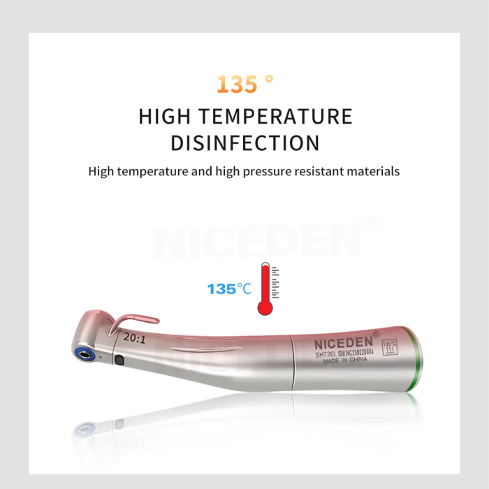 Niceden Dentistry Instruments 20:1 LED Low Speed Handpiece Fiber Optic Contra Reduction Contra Angle Push Putton