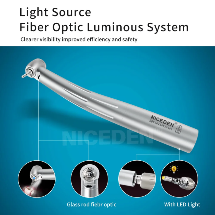 Dental Mini Head Fiber Optic LED Lights High Speed Handpiece for kids Fiber optic lighting with ceramic Bearing turbina 3 Water