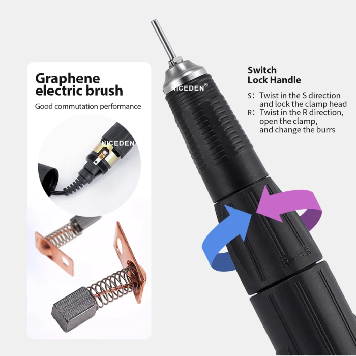Dental Lab E Type Polishing Micromotor Polish Hand Grinder Handpiece SEAYANG MARATHON 3 Electric Motor 35000 RPM Nail Carving