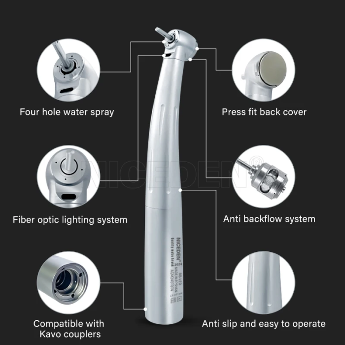 Dental Mini Head Fiber Optic LED Lights High Speed Handpiece for kids Fiber optic lighting with ceramic Bearing turbina 3 Water