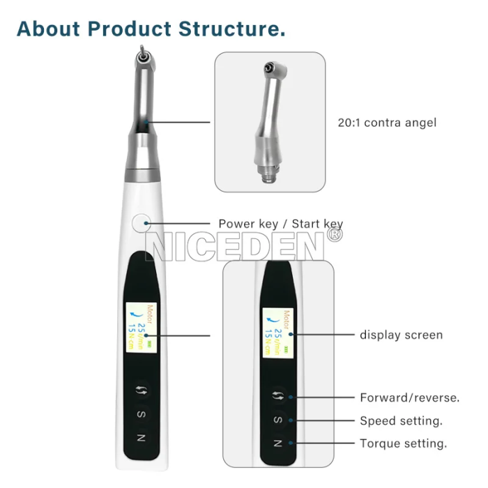 NICEDEN Dental Electric Torque Wrench Implant Universal Screwdriver Wireless Driver Dentistry Repair Tools with 16Pcs Screws