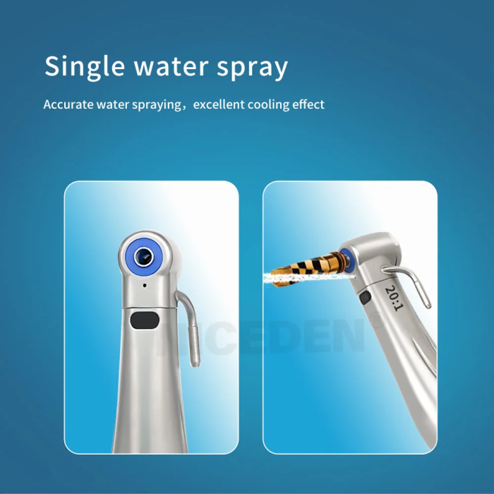 Niceden Dentistry Instruments 20:1 LED Low Speed Handpiece Fiber Optic Contra Reduction Contra Angle Push Putton