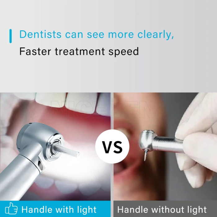 Dental Mini Head Fiber Optic LED Lights High Speed Handpiece for kids Fiber optic lighting with ceramic Bearing turbina 3 Water