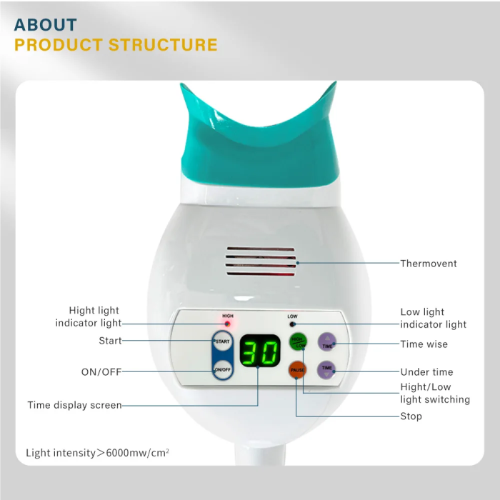 Niceden 1/3 Colour Teeth Whitening Light Professional Dental Teeth Whitening Instrument LED Light Dental Teeth Whitening Instrum