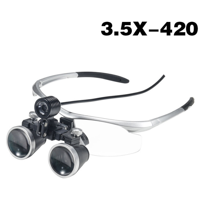 Dental Oral Glasses Magnifying Glass w/LED Headlight 3.5 Times Orthopedic New