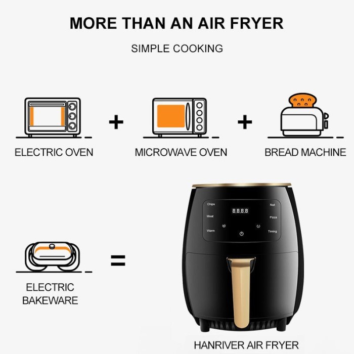6L Air Fryer Multi-Function Touch Screen Large Capacity Fries Roasting & Baking