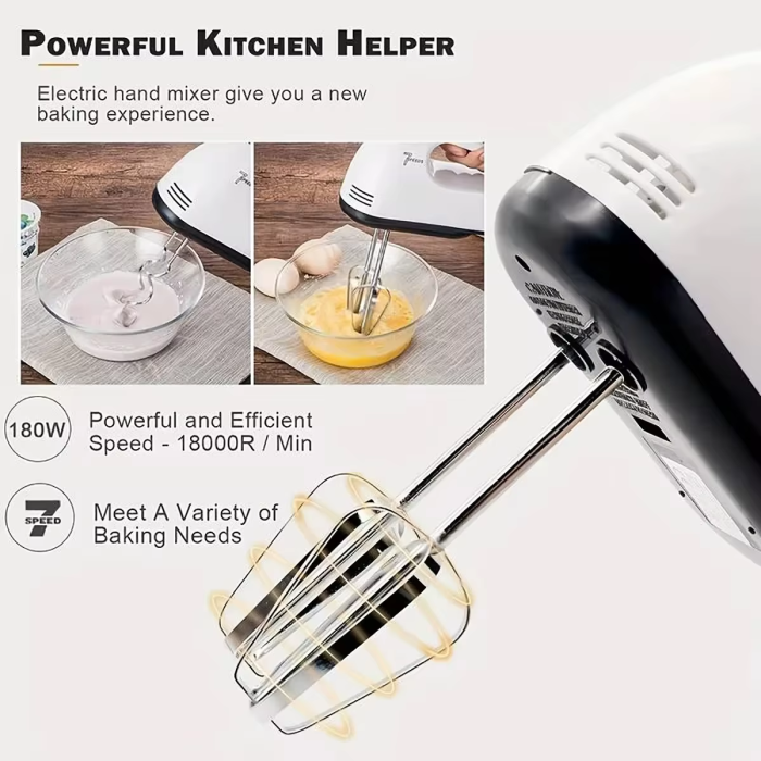 7-Speed Handheld Electric Egg Beater Mini Automatic Mixer Household Kitchen Tool