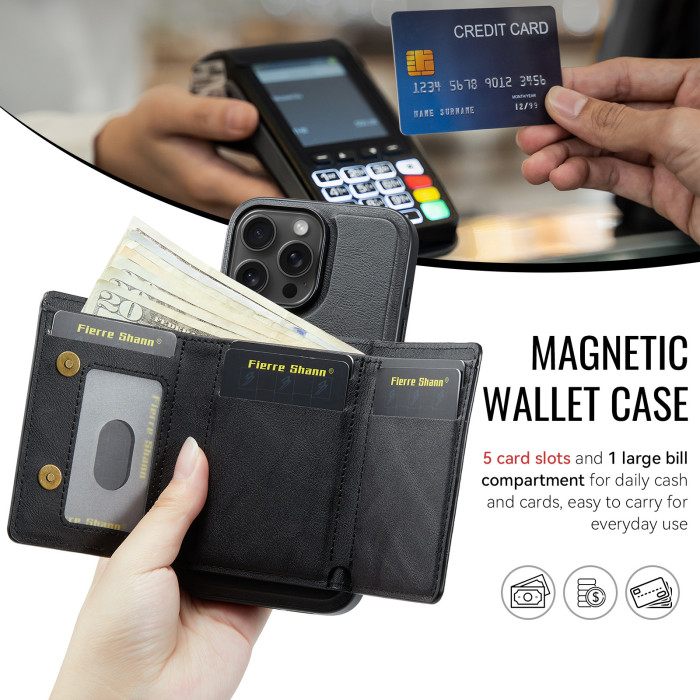 For Apple iPhone 17 Pro Max 16 15 14 13 12 Phone Cover Leathe Magnetic Case 2in1
