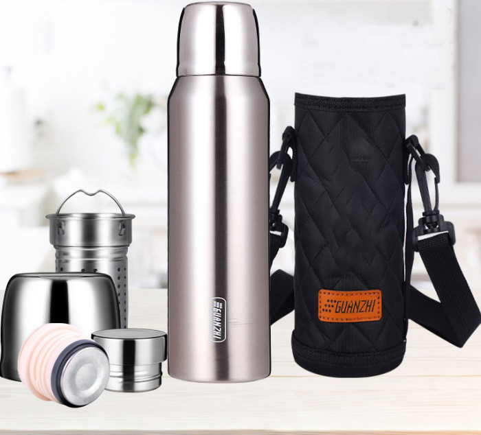 Double Lid Vacuum Cup Stainless Steel Cup Student Outdoor Kettle Tumbler Pot 