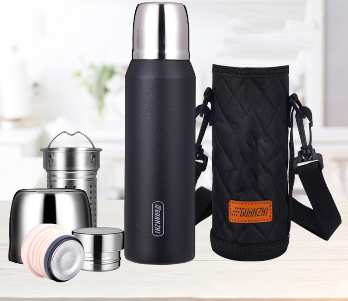 Double Lid Vacuum Cup Stainless Steel Cup Student Outdoor Kettle Tumbler Pot 