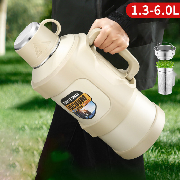 6L Insulation Pot Outdoor Large Capacity Steel Bottom Kettle Travel Tumbler Pot