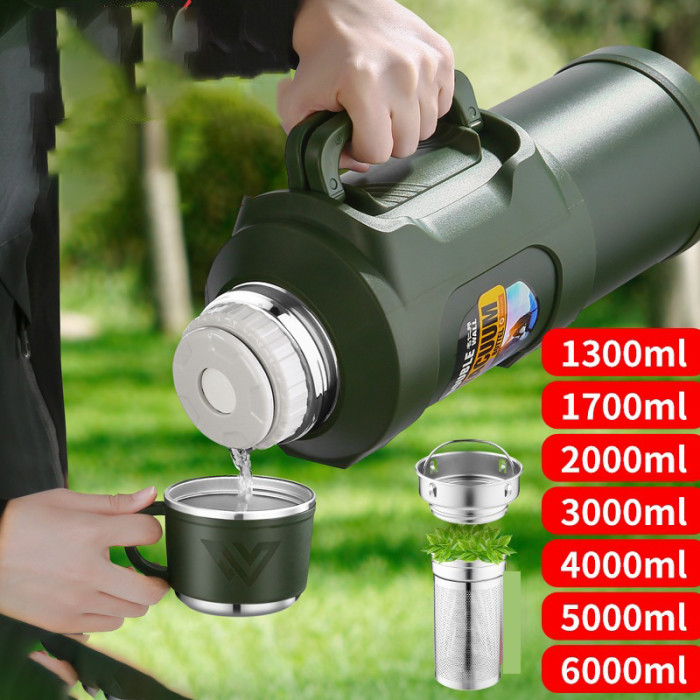 6L Insulation Pot Outdoor Large Capacity Steel Bottom Kettle Travel Tumbler Pot