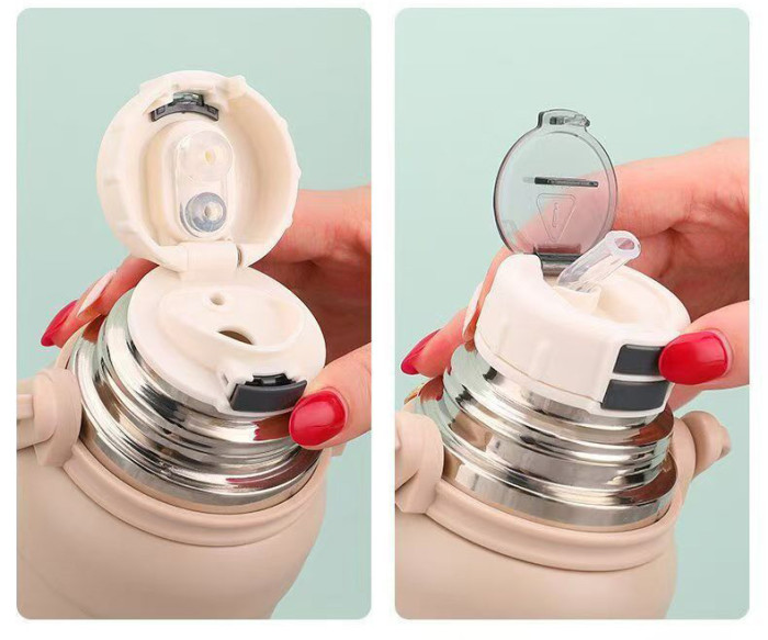 Water Bottle Vacuum Cup Portable Straw Thermal Insulation Cup Children's Student