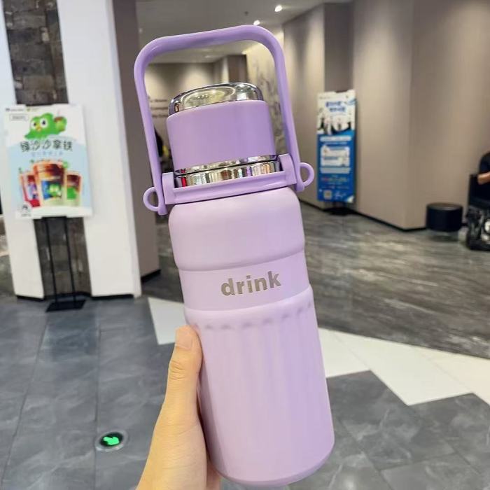 Water Bottle Vacuum Cup Portable Straw Thermal Insulation Cup Children's Student
