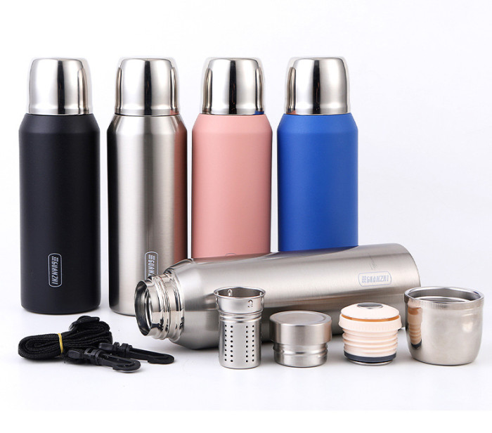 Double Lid Vacuum Cup Stainless Steel Cup Student Outdoor Kettle Tumbler Pot 