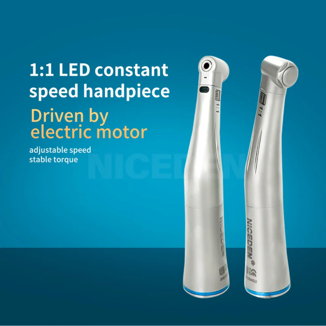 Dental Low Speed 1:1 Handpiece Contra Angle E-Type Stainless Steel Fiber Optic