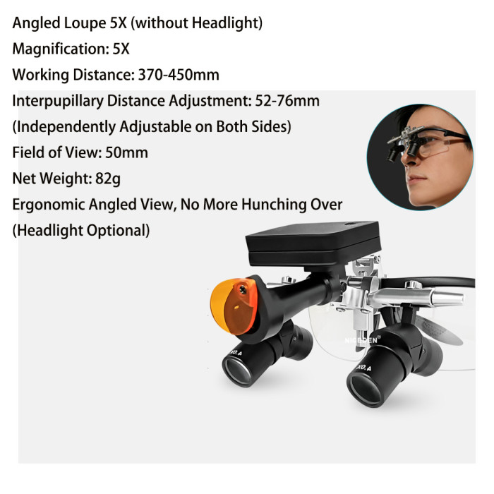 Dental 48 ° Ergo Loupes 4X Medical Magnifying Glass Prevent Bending Dentistry