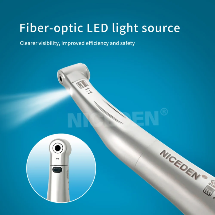 Dental Low Speed 1:1 Handpiece Contra Angle E-Type  Stainless Steel Fiber Optic