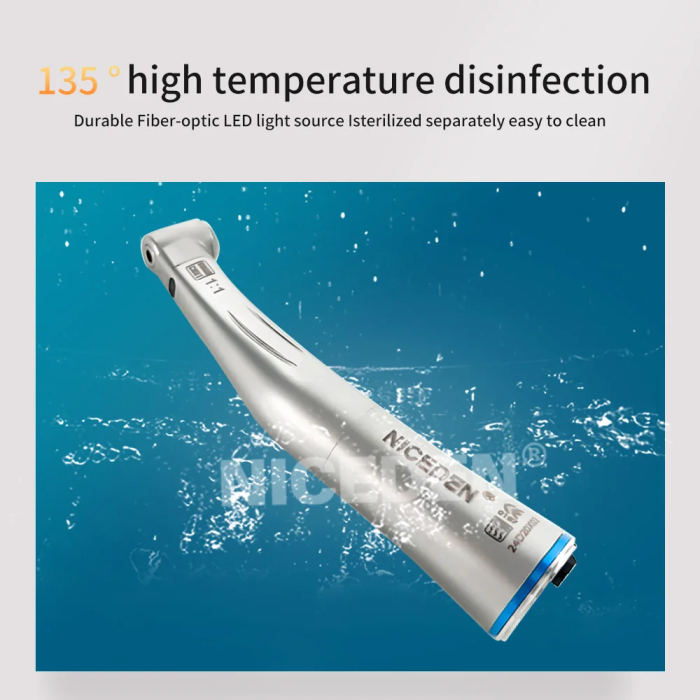 Dental Low Speed 1:1 Handpiece Contra Angle E-Type  Stainless Steel Fiber Optic