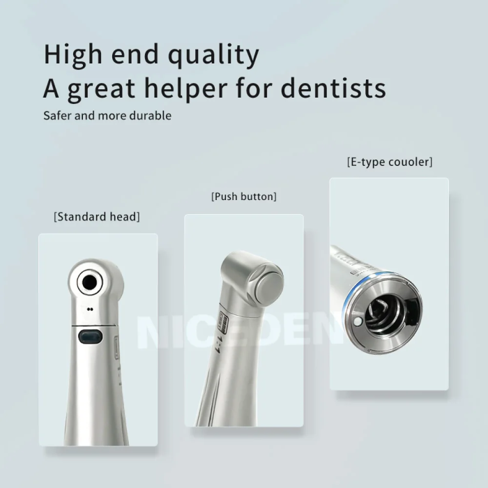Dental Low Speed 1:1 Handpiece Contra Angle E-Type  Stainless Steel Fiber Optic